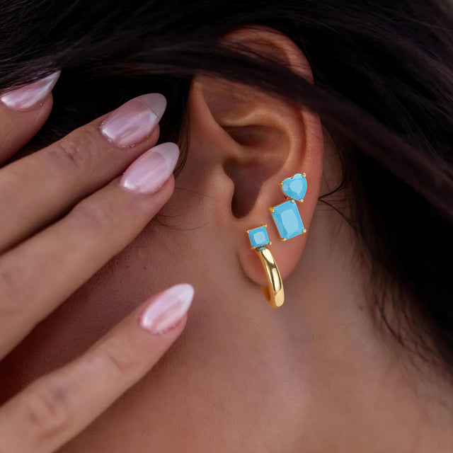 Gold C Shape Open Stud Earrings