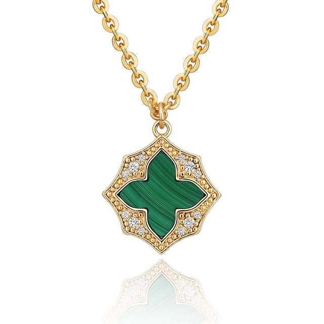 Malachite Cross Pendant Necklace