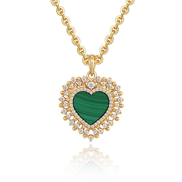 Malachite Heart Pendant Necklace