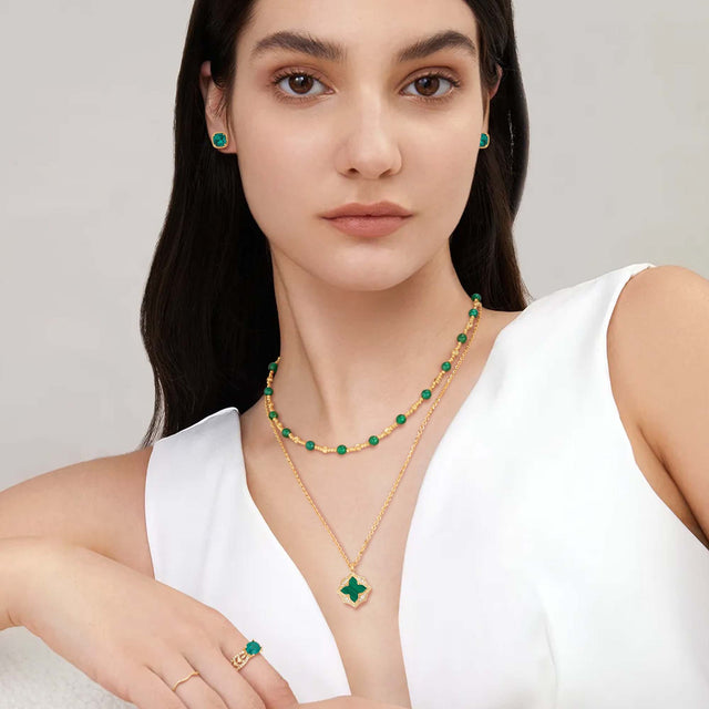 Malachite Cross Pendant Necklace