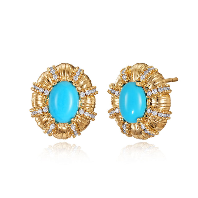 Vintage Oval Stud Earrings