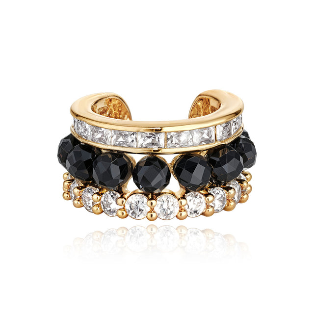 Black Onyx Ear Cuffs Non Piercing Earrings