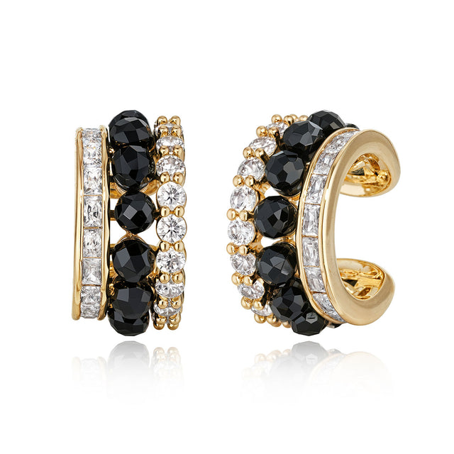 Black Onyx Ear Cuffs Non Piercing Earrings