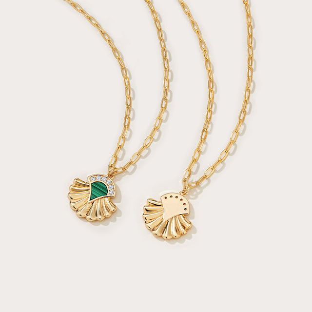 Malachite Shell Pendant Necklace