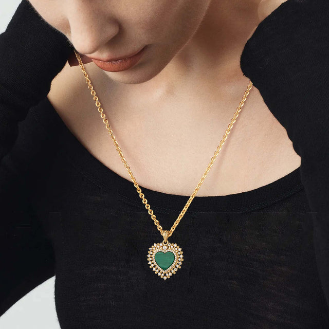 Malachite Heart Pendant Necklace