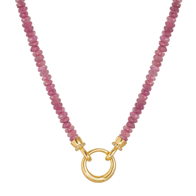 Rose Quartz Round Buckle Necklace