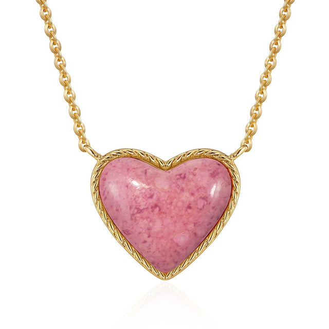 Natural Stone Heart Pendant Necklace