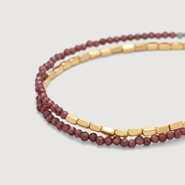 Black Onyx Square Chain Double-Layer Bracelet