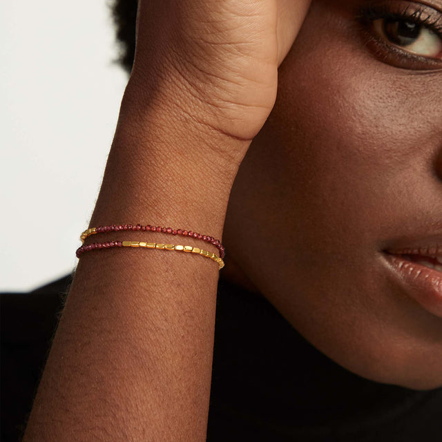 Black Onyx Square Chain Double-Layer Bracelet