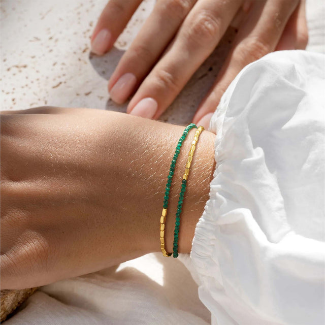 Black Onyx Square Chain Double-Layer Bracelet