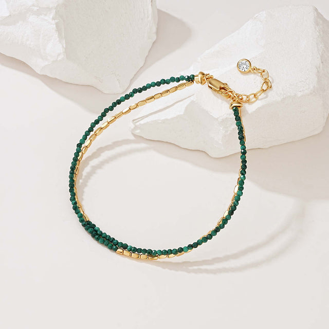 Black Onyx Square Chain Double-Layer Bracelet