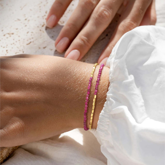 Black Onyx Square Chain Double-Layer Bracelet