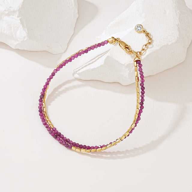 Black Onyx Square Chain Double-Layer Bracelet