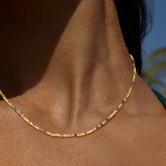 Natural Stone Beaded Choker Necklace