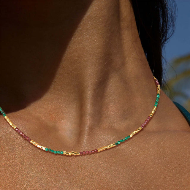 Natural Stone Beaded Choker Necklace