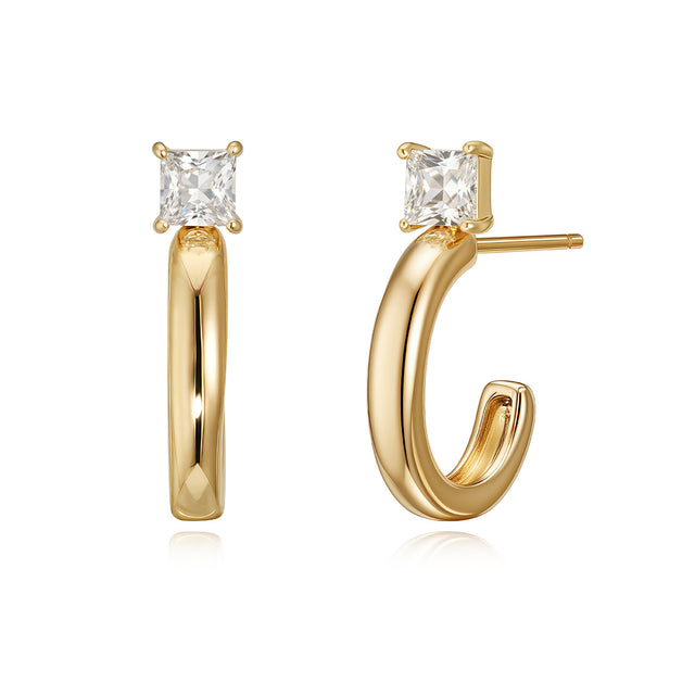 Gold C Shape Open Stud Earrings
