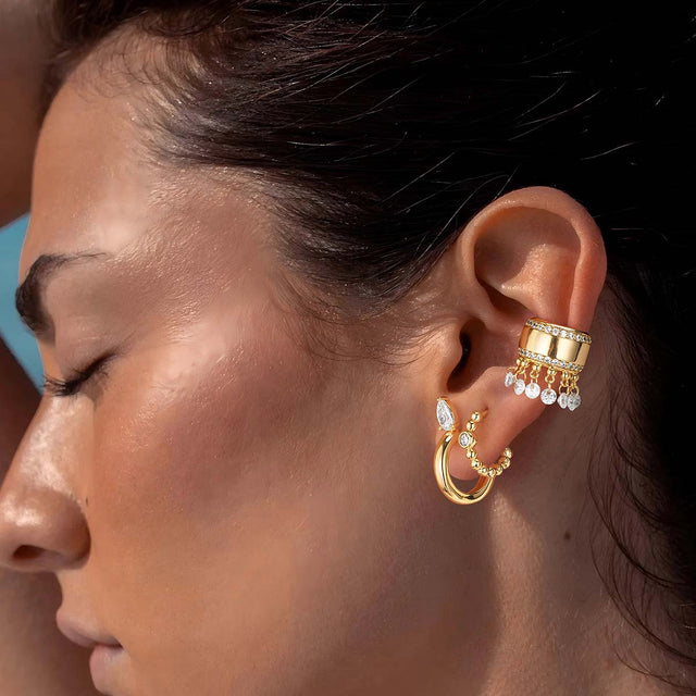 Teardrop C Open Stud Earrings