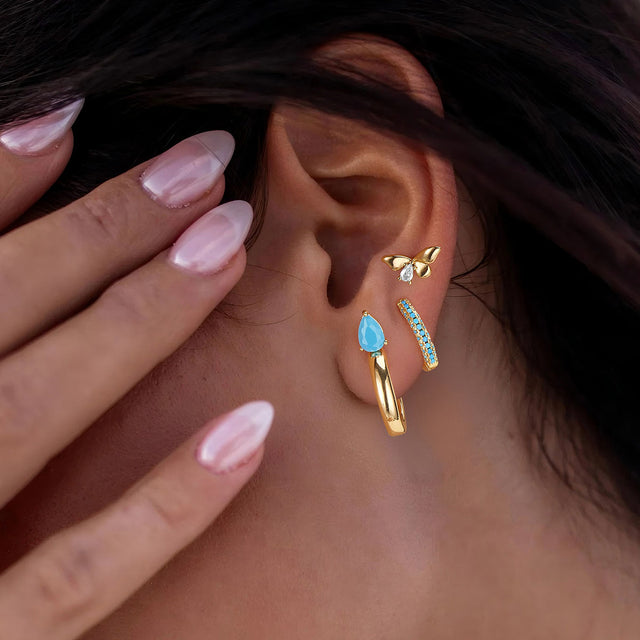 Teardrop C Open Stud Earrings