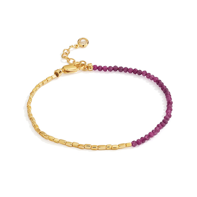 Natural Stone Square Beaded Bracelet