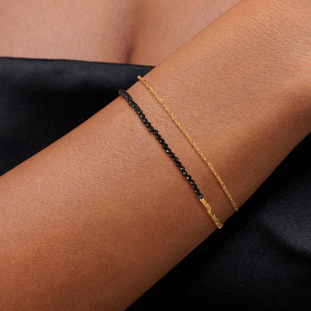 Natural Stone Square Beaded Bracelet