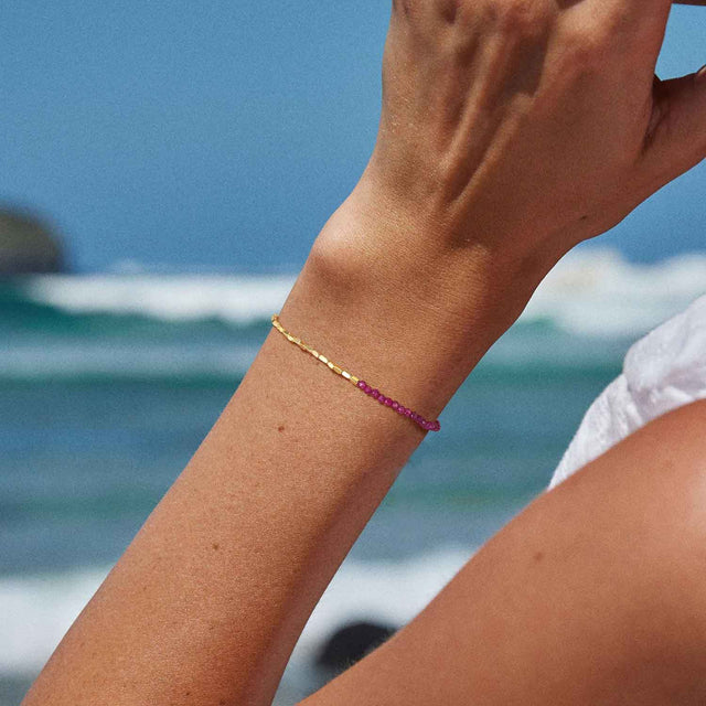 Natural Stone Square Beaded Bracelet