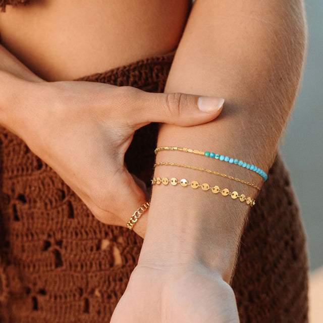 Natural Stone Square Beaded Bracelet