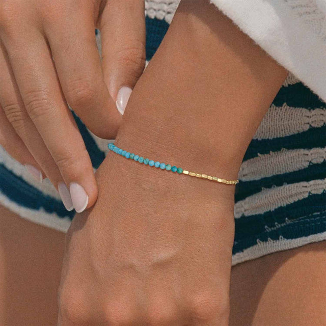 Natural Stone Square Beaded Bracelet