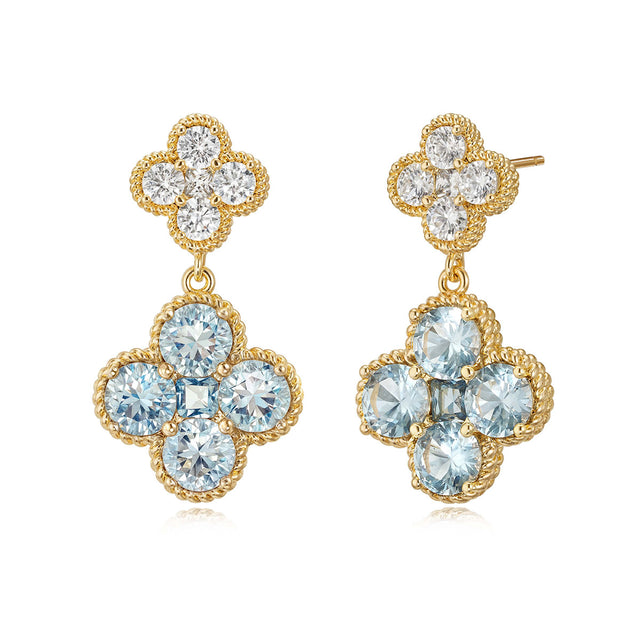 Double Floral Birthstone Dangle Studs