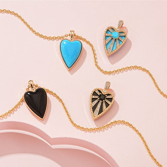 Natural Stone Heart Pendant Necklace