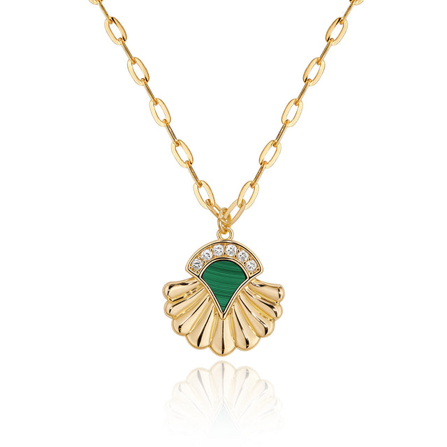 Malachite Shell Pendant Necklace