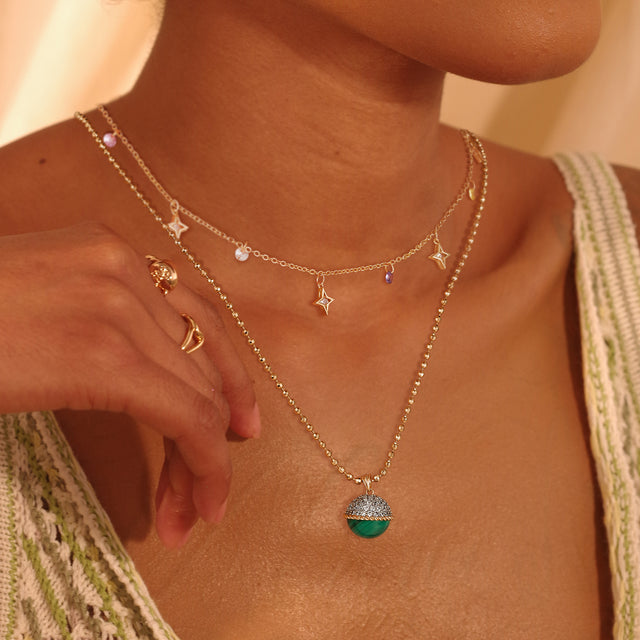 Satellite Chain Natural Stone Necklace