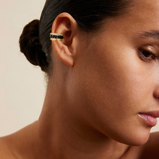 Black Onyx Ear Cuffs Non Piercing Earrings