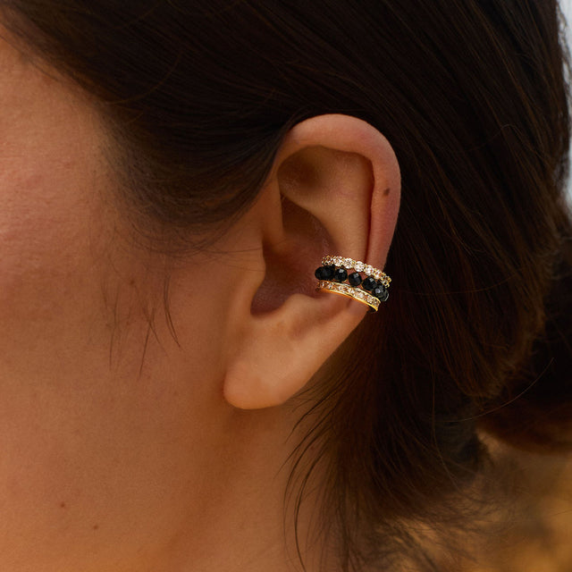Black Onyx Ear Cuffs Non Piercing Earrings