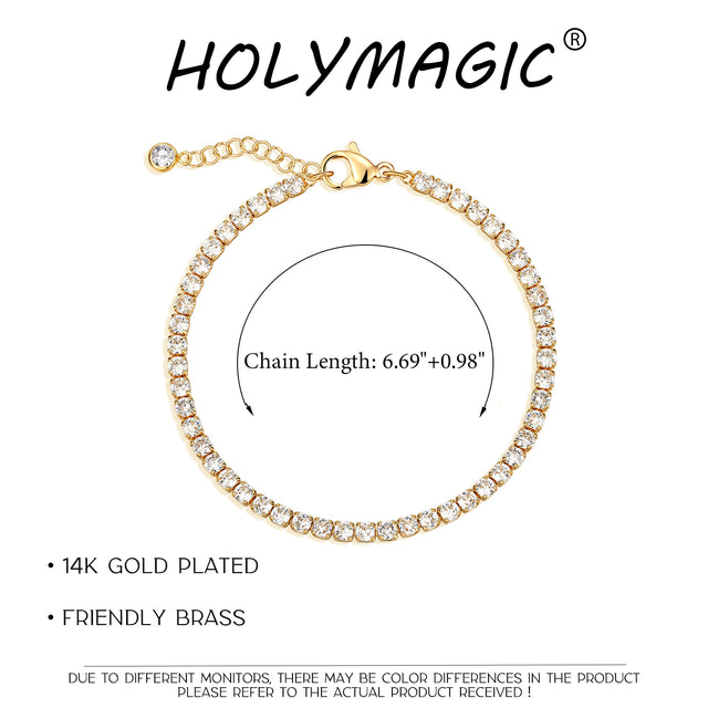 HOLYMAGIC Gold Beaded Bracelets,14k Gold Plated Handmade Cute Satellite Diamond Cut Oval and Round Beads Rope Chain Dainty Bracelet for Women