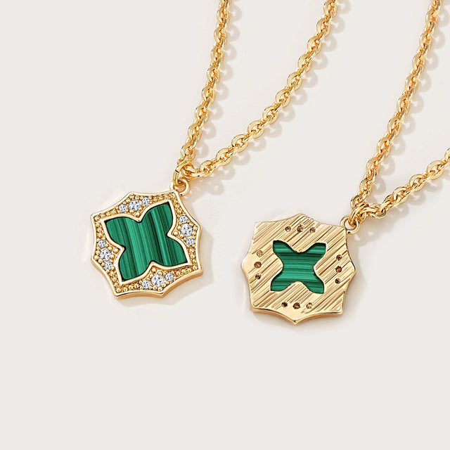 Malachite Cross Pendant Necklace