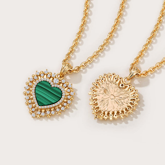 Malachite Heart Pendant Necklace