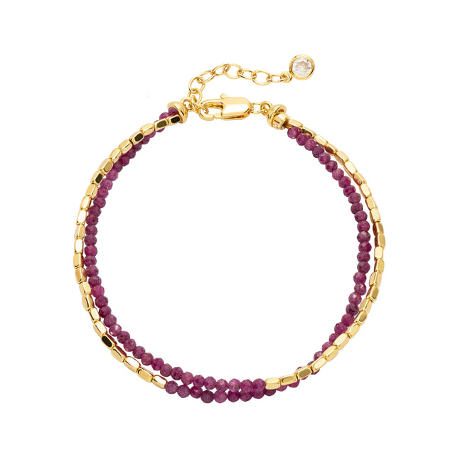 Black Onyx Square Chain Double-Layer Bracelet