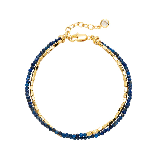 Black Onyx Square Chain Double-Layer Bracelet