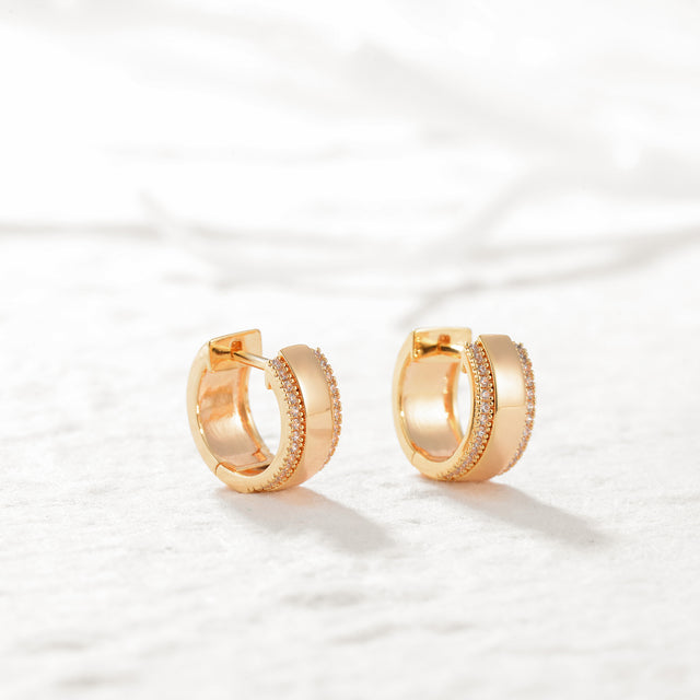 HolyMagic Women Huggie Hoop Earrings Gold Ear Stud Cuff 14k Gold Filled Small Boho Beach Simple Delicate Handmade Hypoallergenic Jewelry Gift