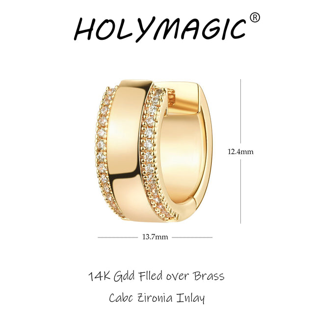 HolyMagic Women Huggie Hoop Earrings Gold Ear Stud Cuff 14k Gold Filled Small Boho Beach Simple Delicate Handmade Hypoallergenic Jewelry Gift