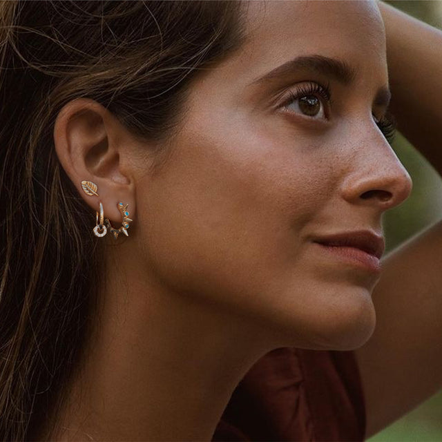 HolyMagic Women Huggie Hoop Earrings Gold Ear Stud Cuff 14k Gold Filled Small Boho Beach Simple Delicate Handmade Hypoallergenic Jewelry Gift