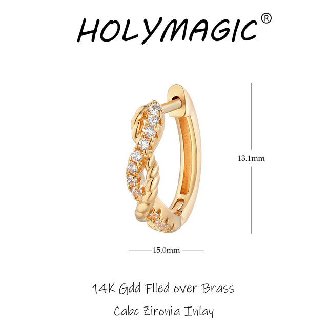 HolyMagic Women Huggie Hoop Earrings Gold Ear Stud Cuff 14k Gold Filled Small Boho Beach Simple Delicate Handmade Hypoallergenic Jewelry Gift