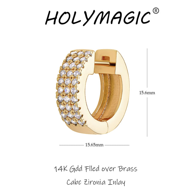 HolyMagic Women Huggie Hoop Earrings Gold Ear Stud Cuff 14k Gold Filled Small Boho Beach Simple Delicate Handmade Hypoallergenic Jewelry Gift