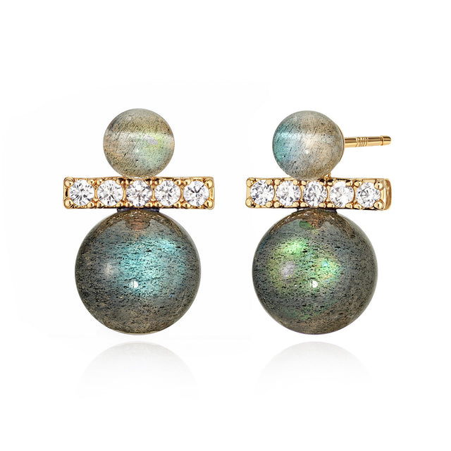 Natural Stone Ball Stud Earrings
