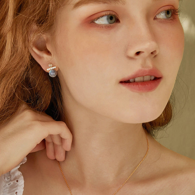 Natural Stone Ball Stud Earrings