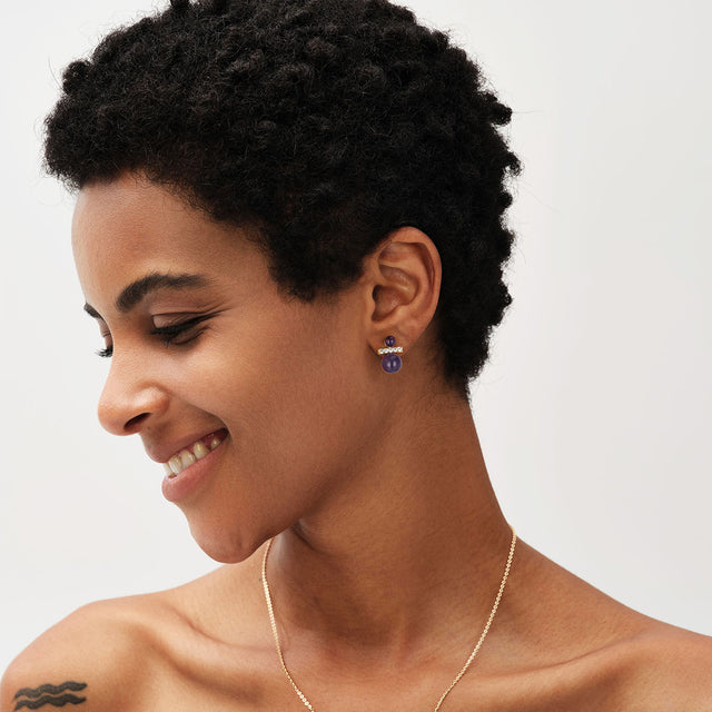 Natural Stone Ball Stud Earrings