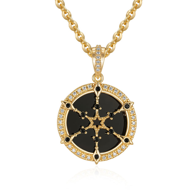 14K Gold Plated Black Onyx Hexagonal Necklace