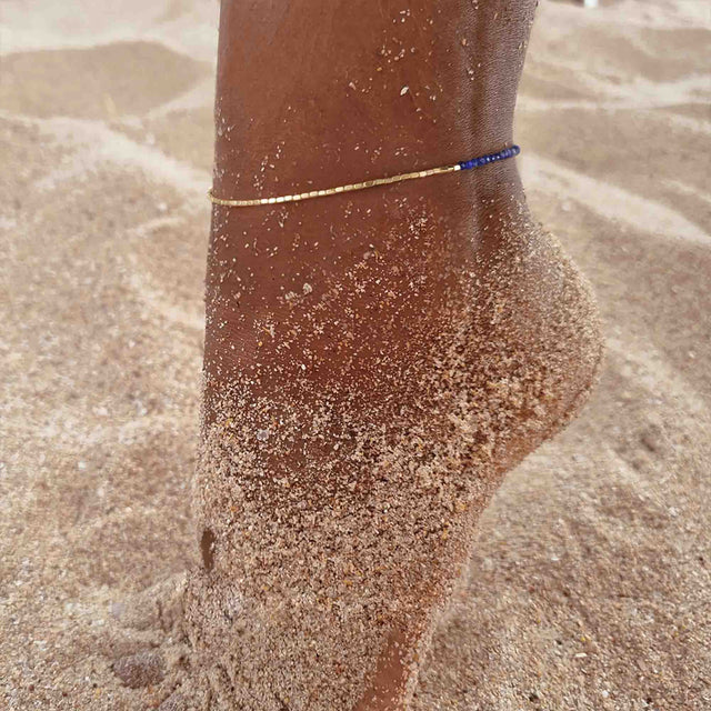 Gold Handmade Gemstone Beaded Anklet