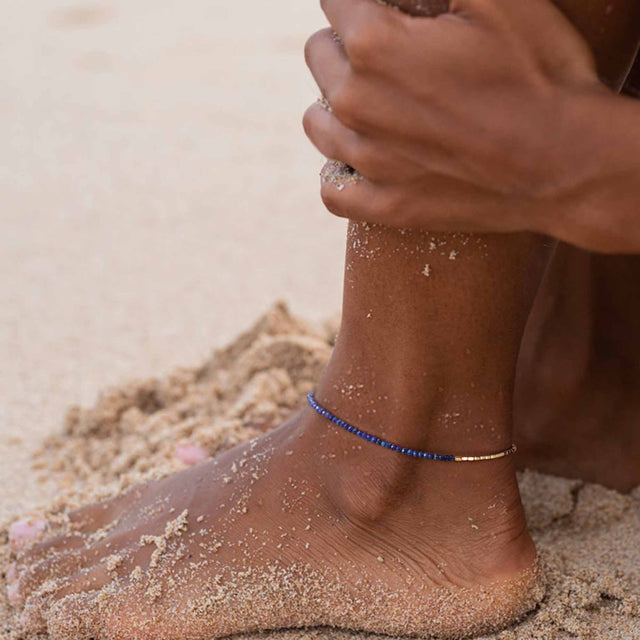 Gold Handmade Gemstone Beaded Anklet