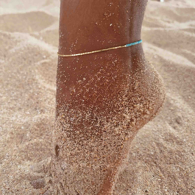 Gold Handmade Gemstone Beaded Anklet